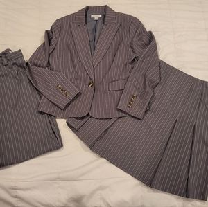 Gray pinstripe pant suit